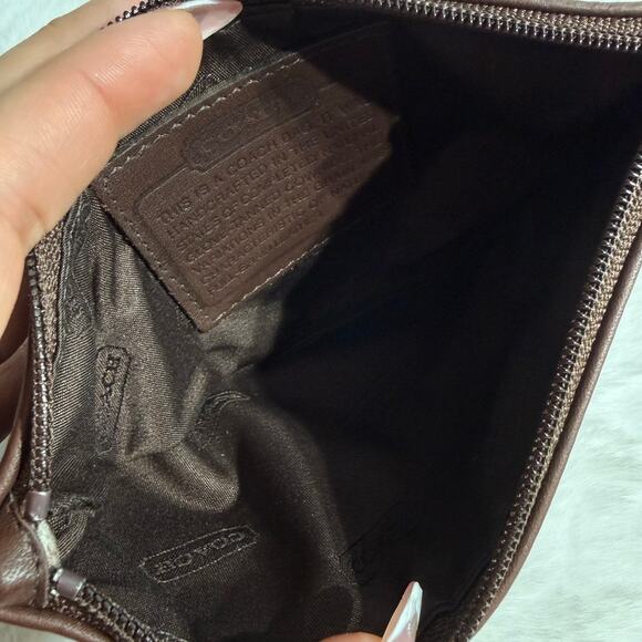 VINTAGE COACH MAHOGANY BROWN LEATHER FLAT SMALL COSMETIC BAG CASE POUCH 6990 - Picture 6 of 6